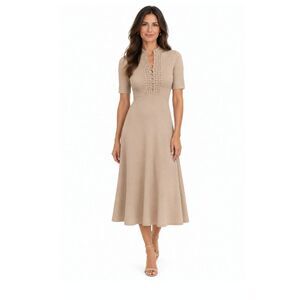 Scanlan Theodore Soft Crepe Daisy Midi Knit Size Small Tan/Brown